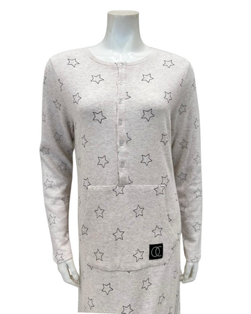 ORD PRO247012 Cream Stars Waffle Button Down Nightgown Myselflingerie.com